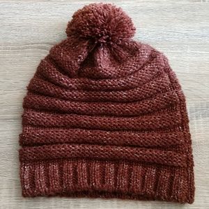 Chestnut Knitted PomPom Beanie